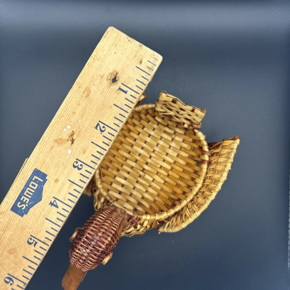 VTG Wooden Duck Rattan Basket MCM Decor Woven Trinket Box Rustic Farmhouse 6